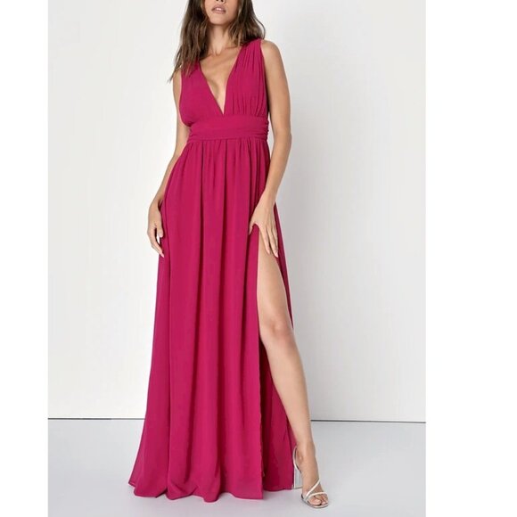 Lulus Heavenly Hues Magenta Maxi Dress Size Small NWOT - Picture 1 of 13